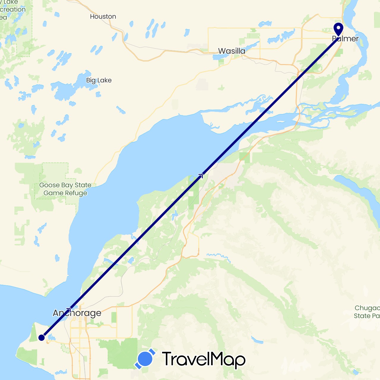 TravelMap itinerary: driving in United States (North America)